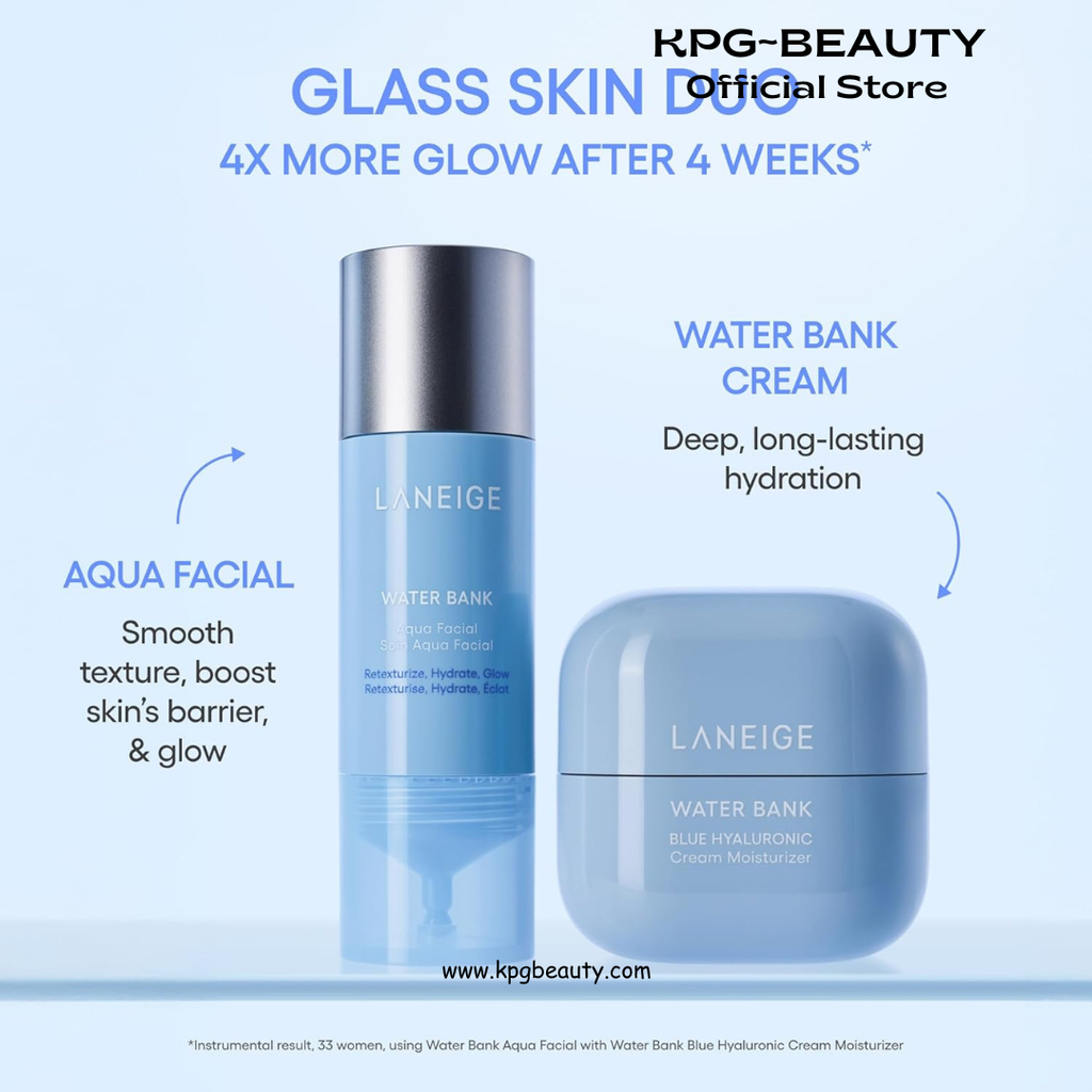 LANEIGE Water Bank Aqua Facial Serum 30ml | K-Beauty Exfoliating & Hydrating Serum | AHA BHA PHA Gentle Exfoliation| Hyaluronic Acid & Ceramide Glow Boost | Smooth, Soft, Radiant Skin LANEIGE