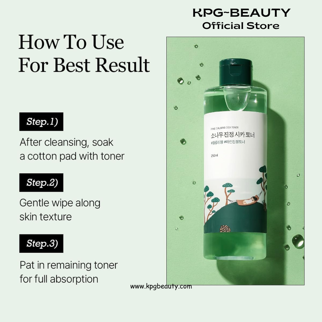 ROUND LAB Pine Calming CICA Toner 8.45 Fl Oz, Low-Acidic Hydrating Toner for Face with Pine CICA, BHA + LHA, and Hyaluronic Acid for Soothing, Exfoliating, and Restoring Skin Balance, Korean Skincare Round Lab