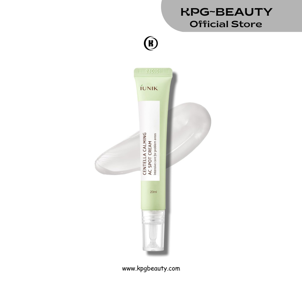 IUNIK Centella Calming AC Spot Cream – Centella Asiatica, Tea Tree & AHA BHA PHA Lightweight Blemish Care for Acne-Prone & Sensitive Skin, 20ml IUNIK