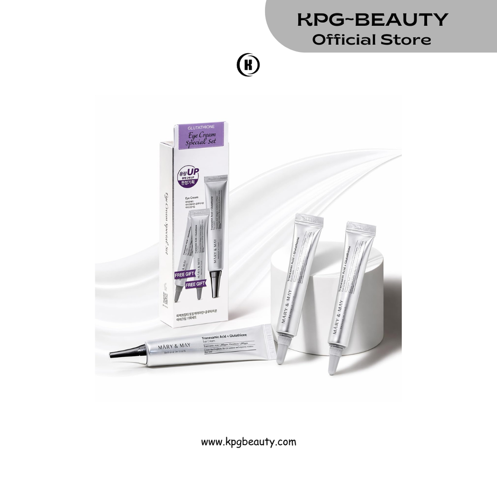 Mary & May Eye Cream Set 3-in-1 Anti-Dark Circle, Anti-Wrinkle, Brightening Under Eye Treatment for Puffy Eyes & Fine Lines with Glutathione Mary & May