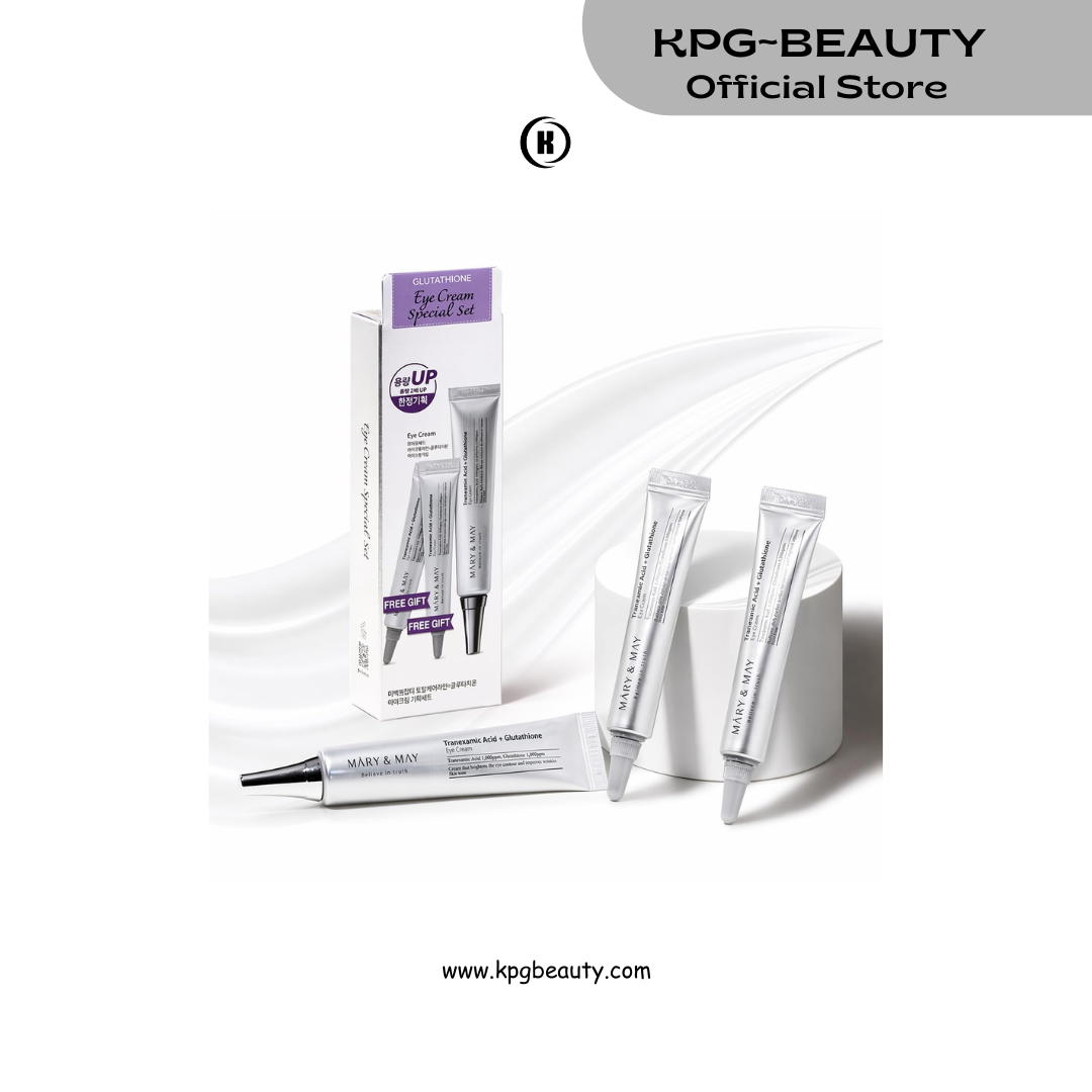 Mary & May Eye Cream Set 3-in-1 Anti-Dark Circle, Anti-Wrinkle, Brightening Under Eye Treatment for Puffy Eyes & Fine Lines with Glutathione Mary & May