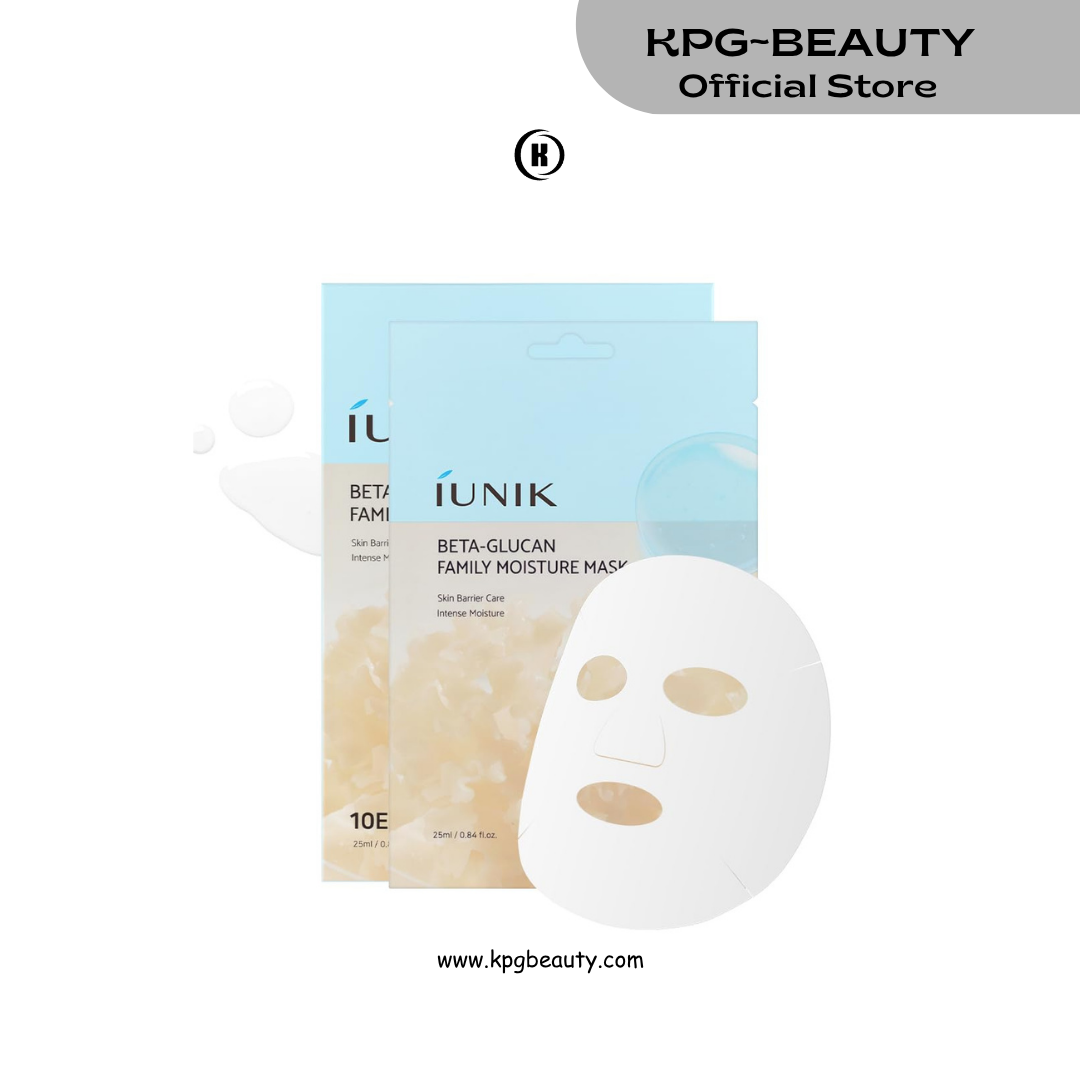 IUNIK Beta-Glucan Moisture Sheet Mask – Beta-Glucan & 5 Types of Hyaluronic Acid Deep Hydration Vegan Sheet Mask for Moisturizing & Skin Barrier Care, Korean Skincare, 10 Sheets IUNIK