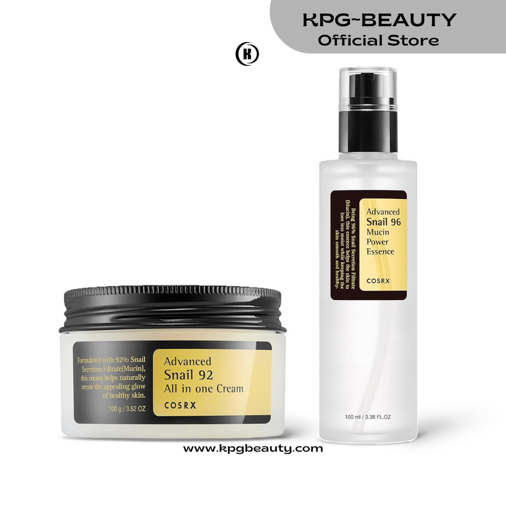 COSRX Best Seller Duo- Snail 92 Cream & Snail 96 Essence, Daily Face Gel Moisturizer and Hydrating Serum for Face with Snail Secretion Filtrate, Korean Skin Care