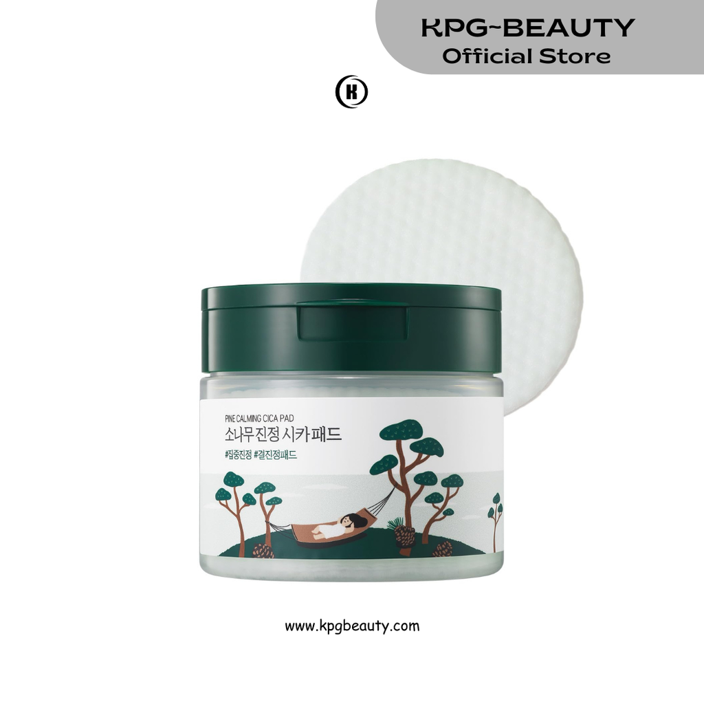 ROUND LAB Pine Calming Cica Pad 50pcs, 7cm Wide Cooling and Soothing Toner Pads with Pine Cica, BHA + LHA, and Hyaluronic Acid for Heated, Acne-Prone Skin, Multi-Zone Hydration, Korean Skincare Round Lab