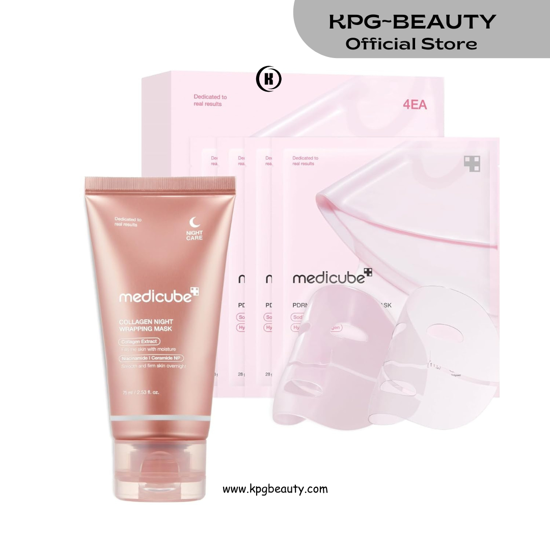 Medicube All Day Glass Glow Skin Duo: Collagen Overnight Wrapping Peel Off Facial Mask Pack and Salmon DNA PDRN pink collagen jelly gel mask 1 EA EACH KPG BEAUTY