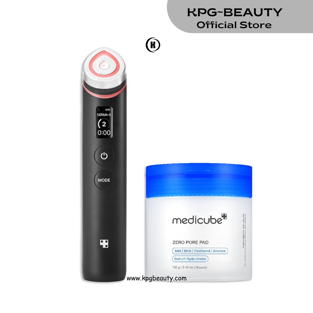 Medicube Deep Clean to Deep Glow Set: Age-R Booster Pro (Black) and Zero Pore Pads 2.0