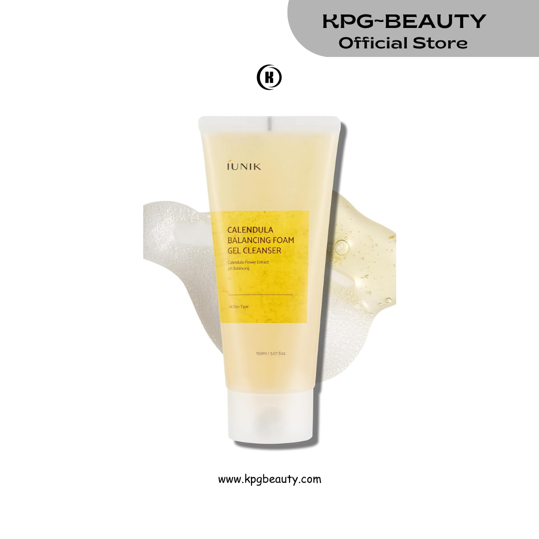 IUNIK Calendula Balancing Foam Gel Cleanser – Calendula Gentle Daily Low pH Facial Cleanser for Hydrating & Mild Exfoliating Care, Korean Skincare for All Skin Types, 150ml IUNIK