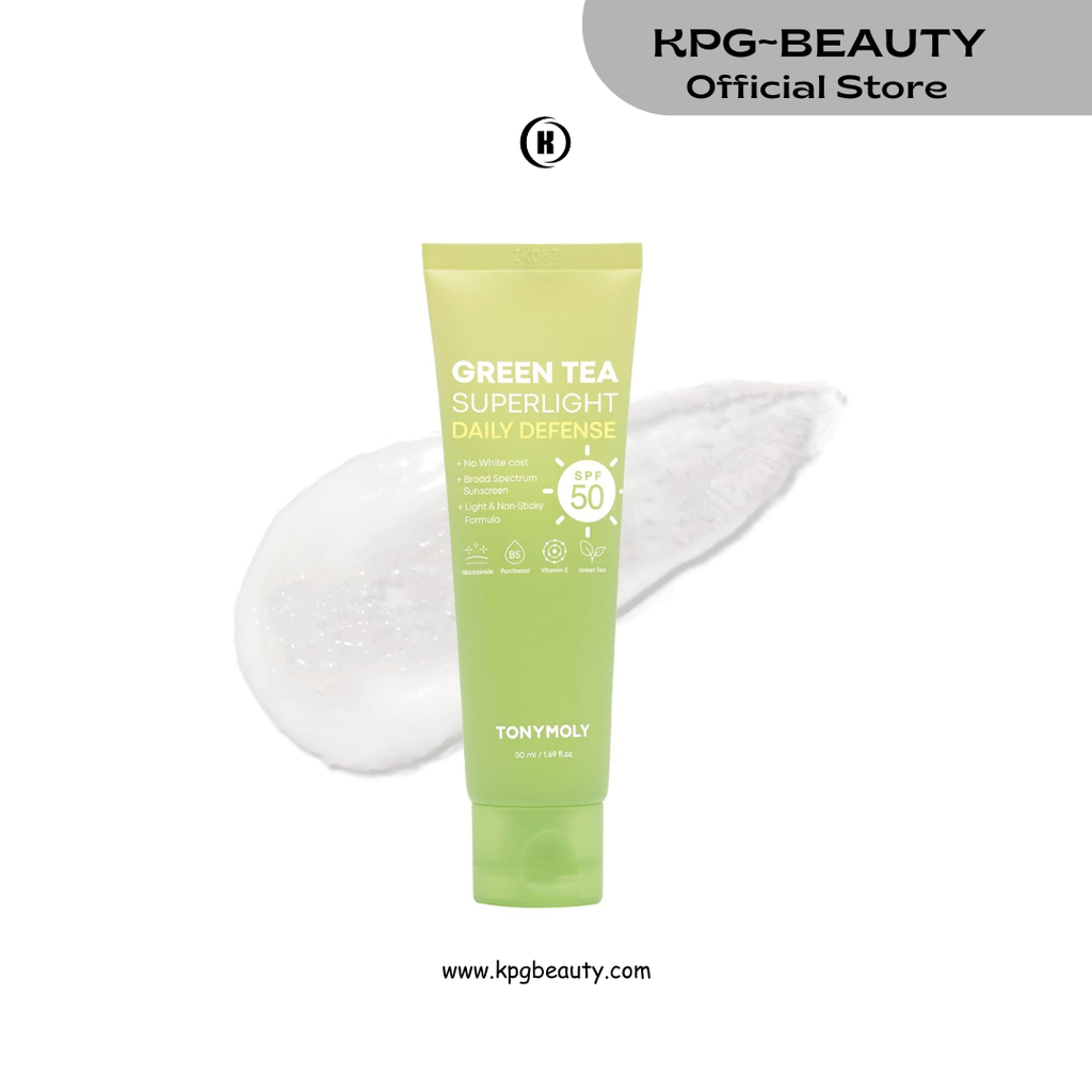 TONYMOLY Green Tea Korean Sunscreen SPF 50+ PA++++ — No White Cast, Lightweight Face Sunscreen for All Skin Tones, Hydrating with Niacinamide, Panthenol & Hyaluronic Acid, 1.69 fl oz TonyMoly