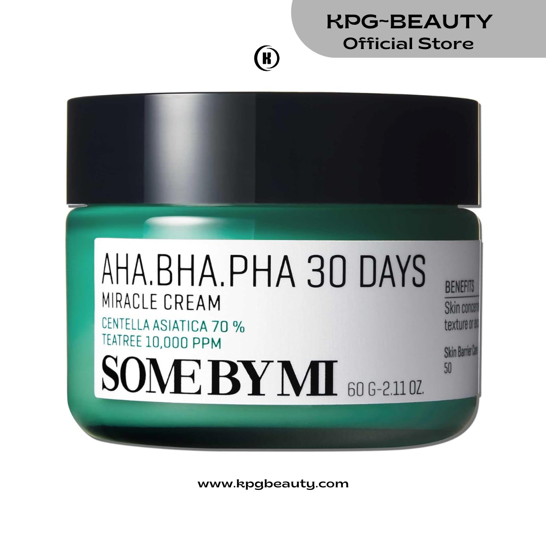 SOME BY MI AHA BHA PHA 30 Days Miracle Cream - 2.02oz, 60ml - Mild Exfoliating Salicylic Acid & Centella Face Moisturizer for All Skin Types - Daily Soothing & Clarifying Face Cream - Korean Skin Care