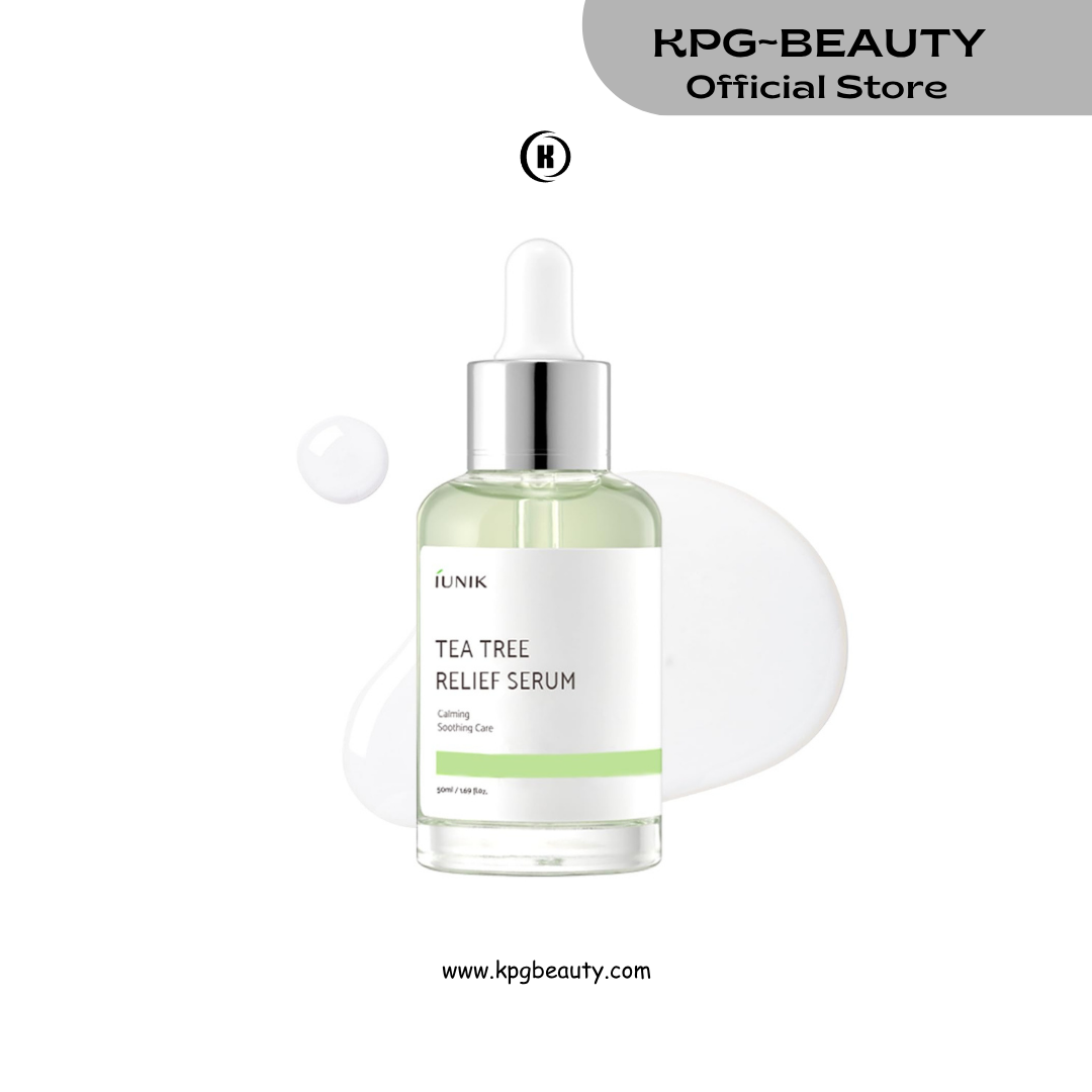 IUNIK Tea Tree Relief Serum – Tea Tree & Centella Asiatica Lightweight Vegan Ampoule for Soothing, Calming & Oil Balance, Korean Skincare for Acne-Prone Skin, 50ml IUNIK