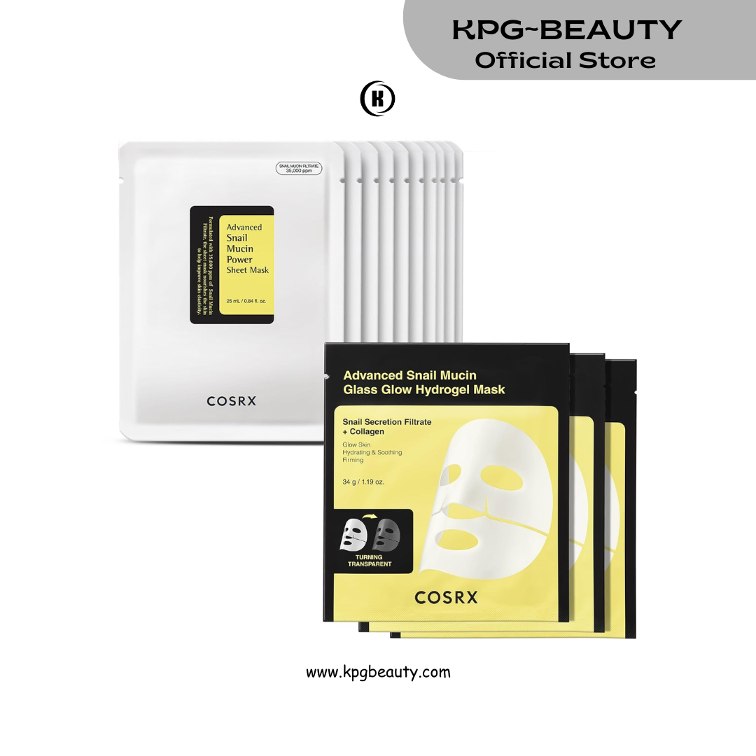 COSRX Snail Mucin Sheet Mask 10EA + Hydrogel Collagen Mask 3EA- Self Care, Stocking Stuffers, Travel Essentials, Gifts for Women, Face Masks for Dry Skin, Korean Skin Care COSRX