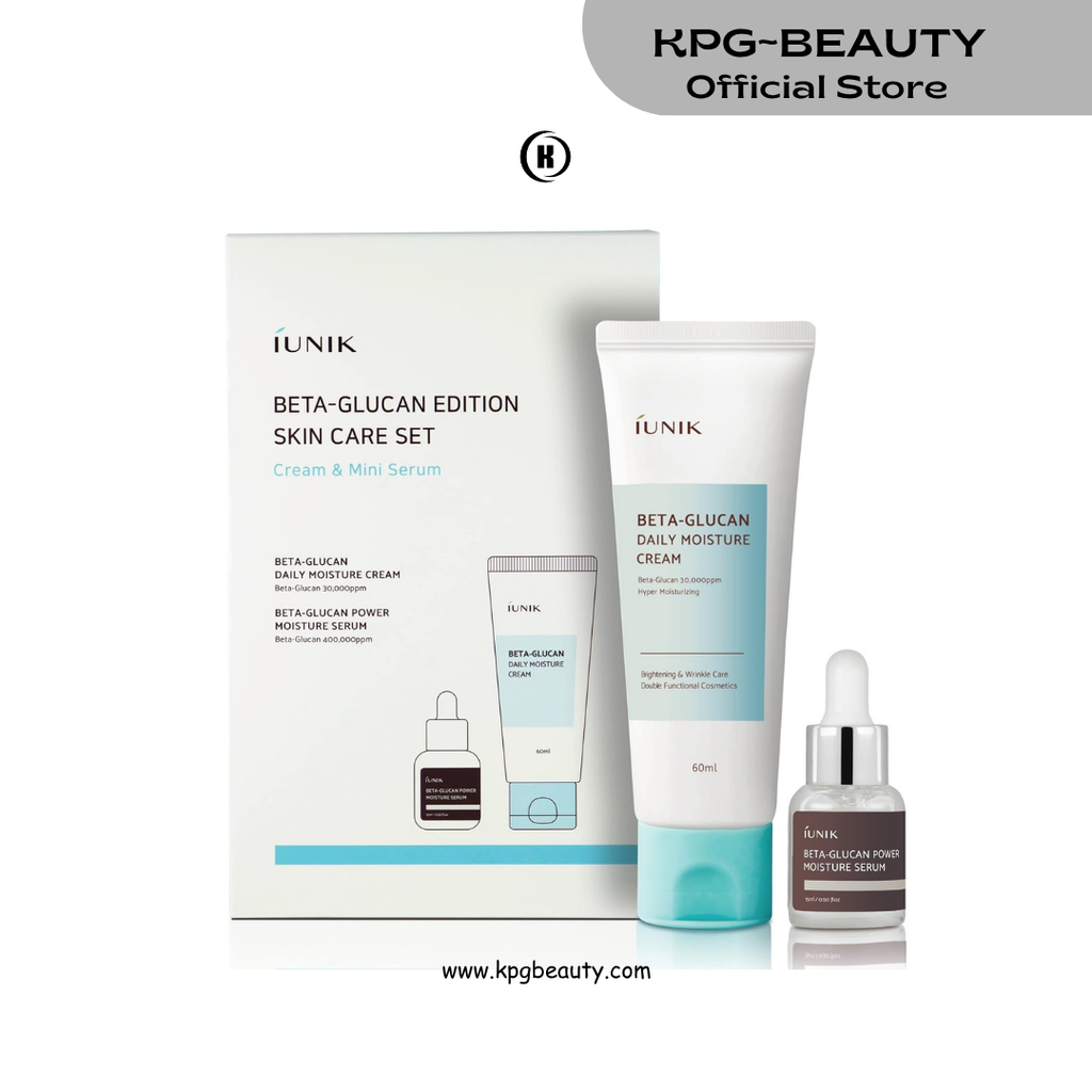 UNIK Beta-Glucan Edition Skincare Set (Cream 2.02 fl.oz. & Mini Serum 0.51 fl.oz.) - Featuring the Powerful Beta-Glucan to Moisturize, Revitalize, and Reinforce the Skin with EWG-Green Ingredients IUNIK