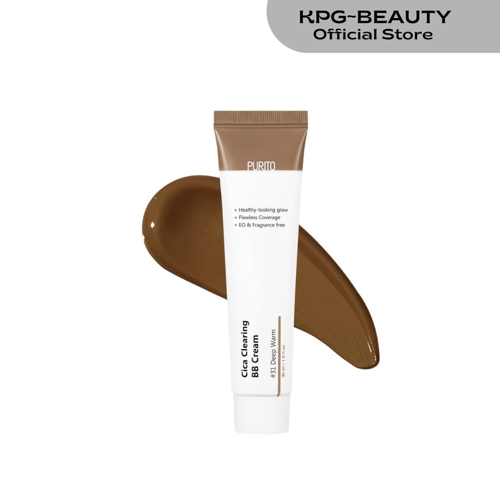 PURITO Cica Clearing BB Cream #31 Deep Warm 1 fl.oz / 30ml, Vegan bb cream, foundation, cruelty free Purito Seoul