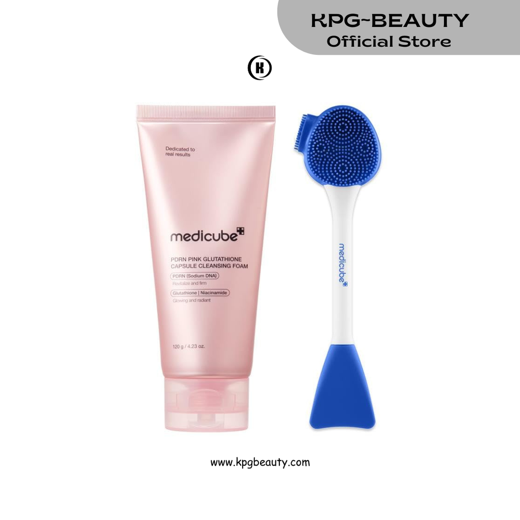 medicube PDRN Deep Cleanse Duo: Pink Glutathione Capsule Foam Cleanser and Multi Pore Brush | Pore Care, Gentle Exfoliation & Deep Cleansing Routine | Korean Skincare Set Medicube