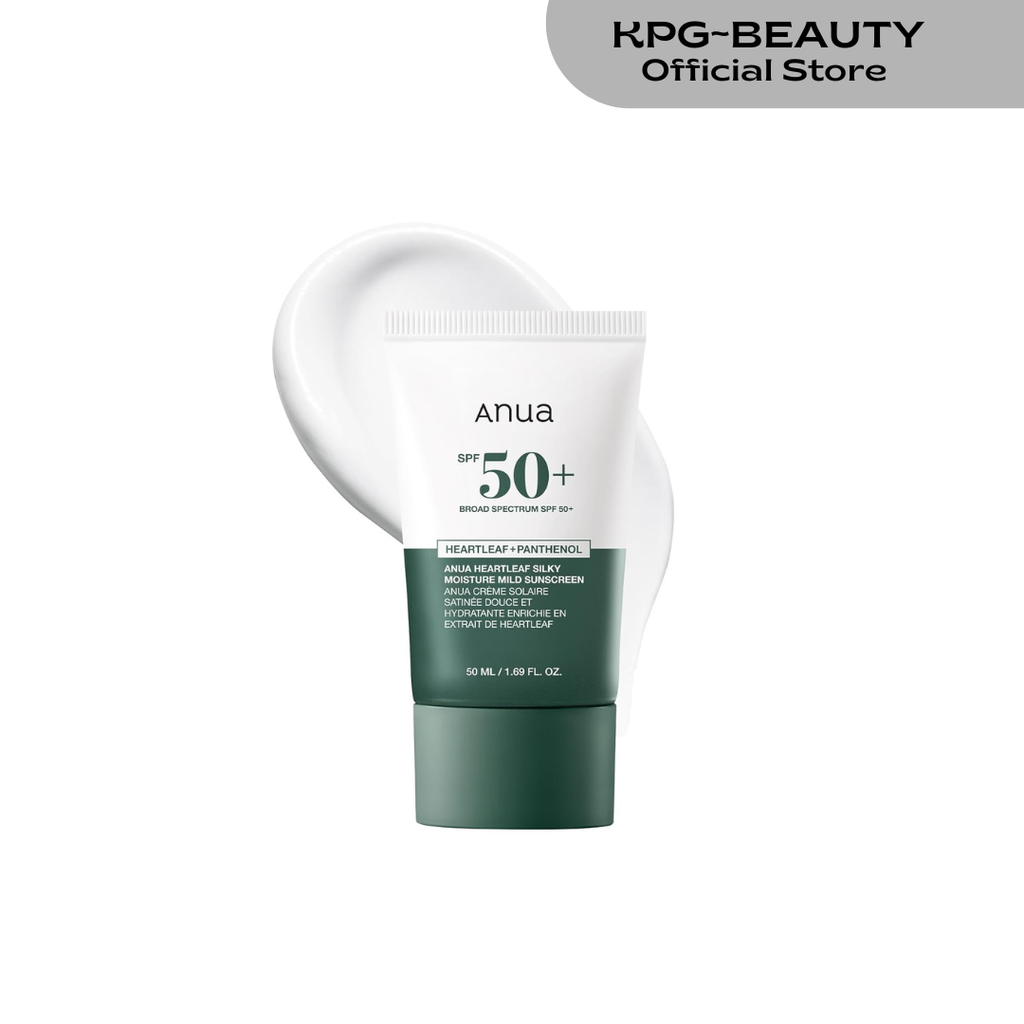 Anua Heartleaf Silky Moisture Mild Sunscreen, Broad Spectrum SPF 50+ with Moisturizing Formula, Lightweight Korean Sunscreen, Natural finish, Vegan, korean skin care 50ml Anua