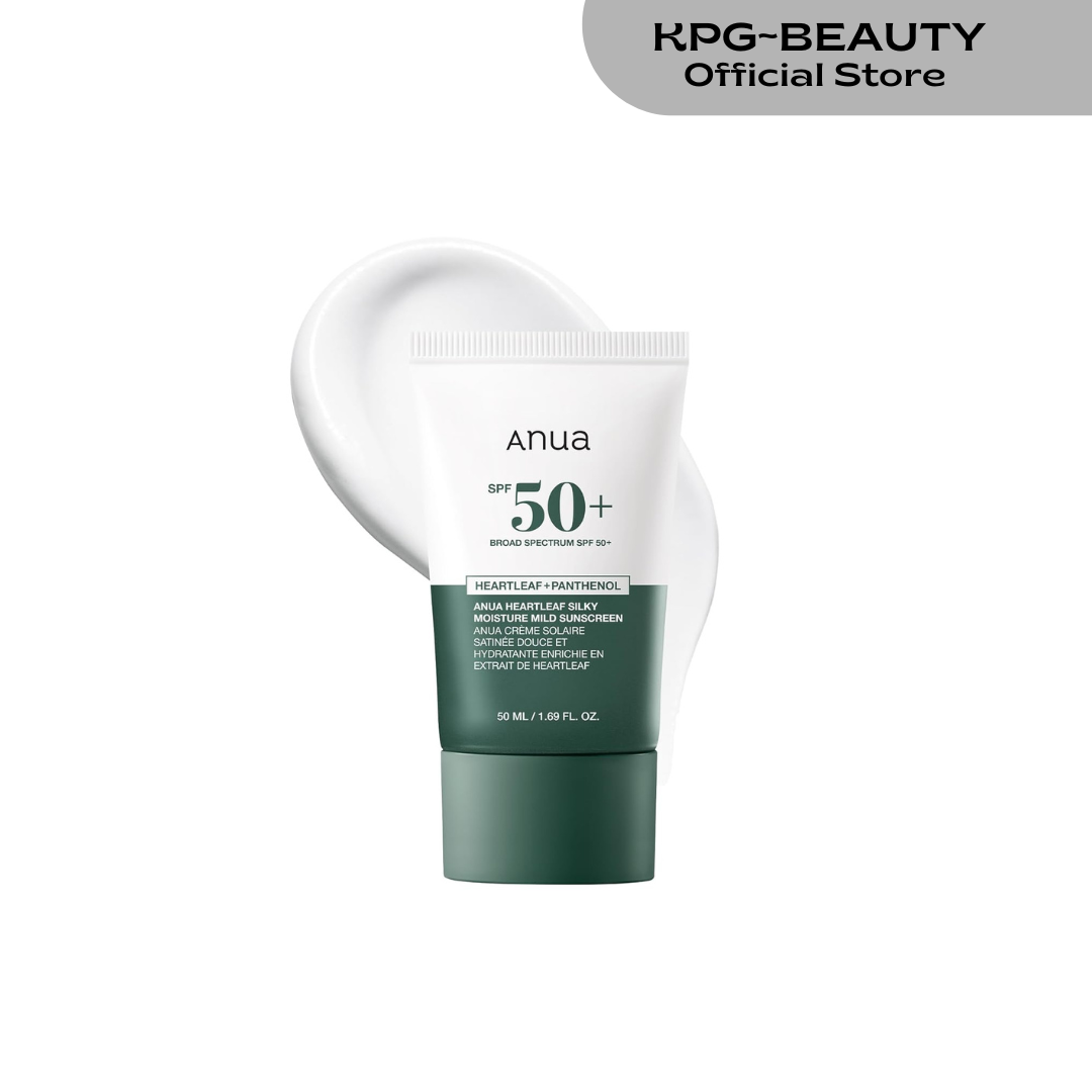 Anua Heartleaf Silky Moisture Mild Sunscreen, Broad Spectrum SPF 50+ with Moisturizing Formula, Lightweight Korean Sunscreen, Natural finish, Vegan, korean skin care 50ml Anua