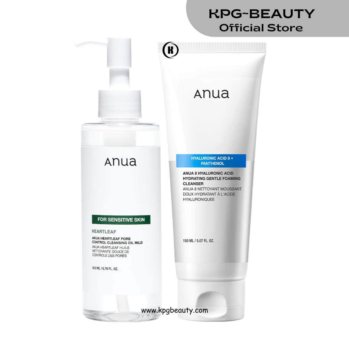 ANUA Gentle Double Cleanser Duo for Facial Cleansing : Heartleaf Pore Control Cleansing Oil Mild & Hydrating Gentle Foaming Cleanser for Double Cleansing, Daily Facial Cleanser, Korean Skincare