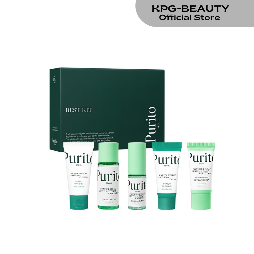 PURITO SEOUL Best Kit - Skincare Routine with Panthenol Cleanser & Cream, Unscented Centella Serum & Toner, For All Skin Types, Gift Set, For Face, Facial Serum, K-Beauty, Purito Seoul