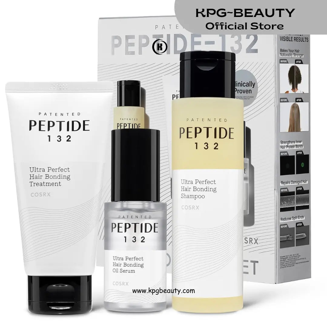 COSRX PEPTIDE 132 Hair Care Set - Bonding Shampoo, Treatment & Oil Serum, Bond Repair Treatment Hair Gift Set for Damaged, Dry Hair, Daily Scalp Treatment for Dandruff, Dry, Itchy or Flaky Scalp KPG BEAUTY COSRX