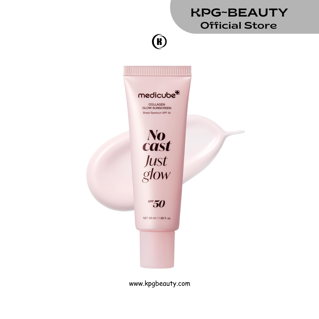 medicube No Cast Just Glow Collagen Sunscreen | SPF 50 Broad Spectrum Face Sunscreen | Lightweight, Non-Sticky, Hydrating Formula | Peptide, Cica for Soothing & Glow | Korean Skincare Medicube