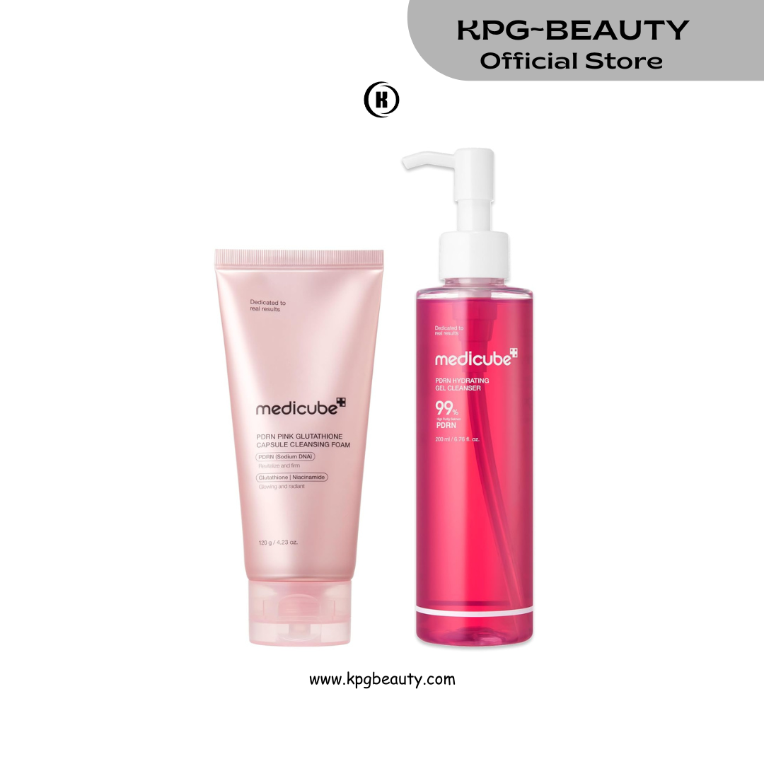 medicube PDRN Double Cleanse Duo: Pink Glutathione Capsule Foam and Jelly to Foam Cleanser | Deep Pore Cleansing, Hydrating Low pH Face Wash | Korean Skincare Set Medicube