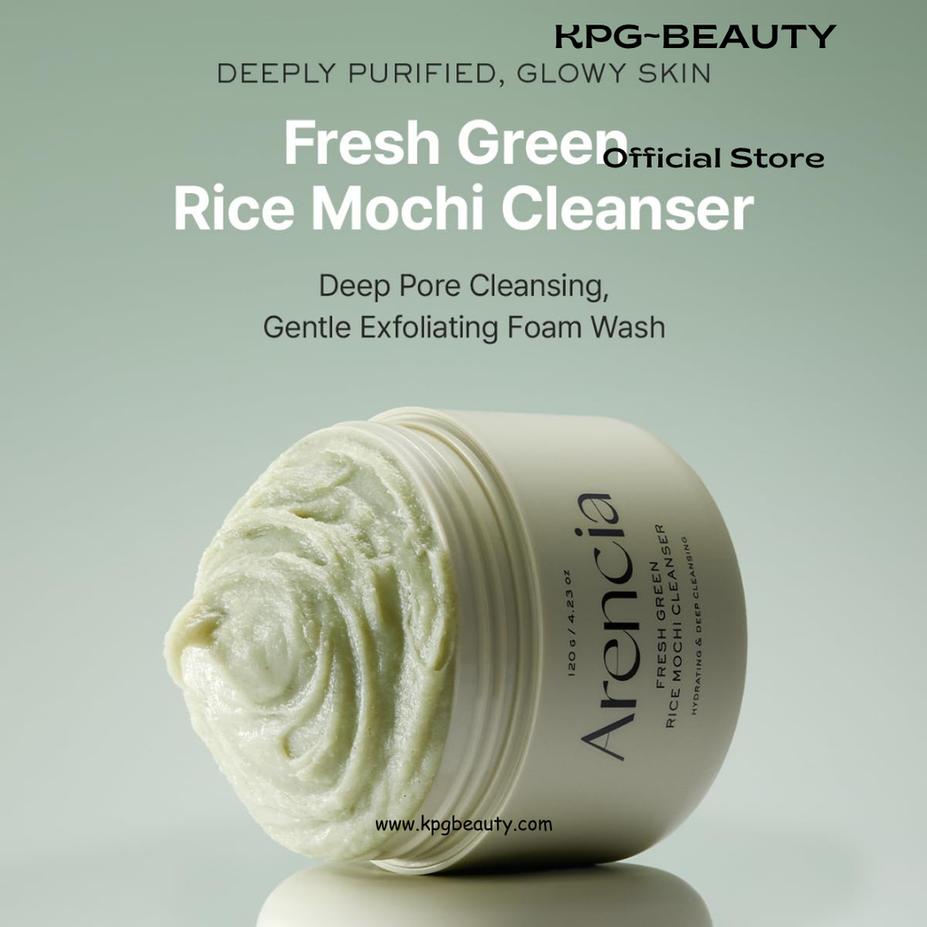 Arencia Korean Rice Mochi Face Cleanser - Face Wash, Gentle Scrub All in One for Deep Cleansing, Moisturizing, Pore Minimizing, Acne-Prone Skin, Removing Blackhead with Rice Water & Green Tea Arencia