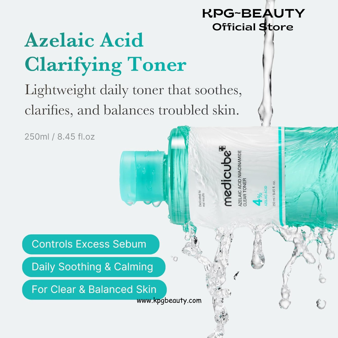 medicube Azelaic Acid Niacinamide Clarifying Toner | Troubled Skin Care, Ideal for Purifying & Calming | 4% Azelaic Acid & 2% Niacinamide| Soothing Daily Toner | Korean Skin Care | 8.45 fl.oz Medicube