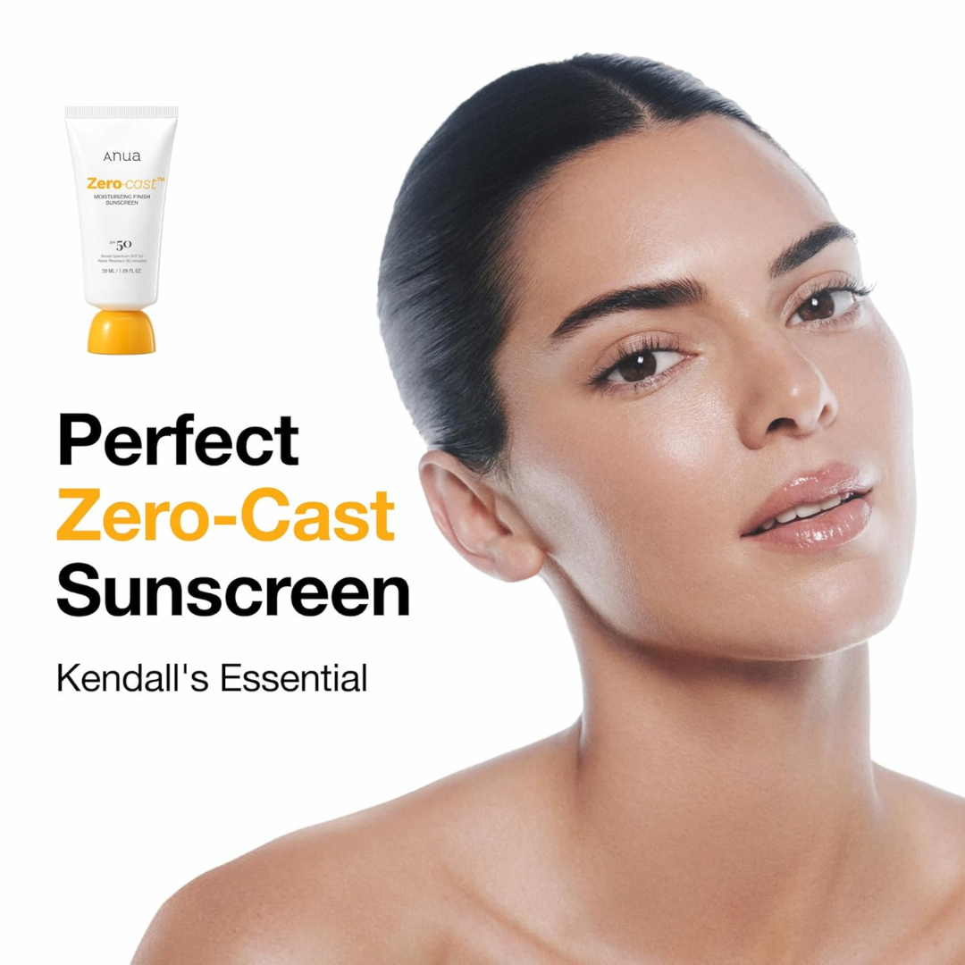 Anua, Zero-Cast Moisturizing Sunscreen SPF 50, Glow Natural Sunscreen for face, No White Cast, Hyaluronic Acid, Niacinamide, Oil-Free, Korean Skincare Anua