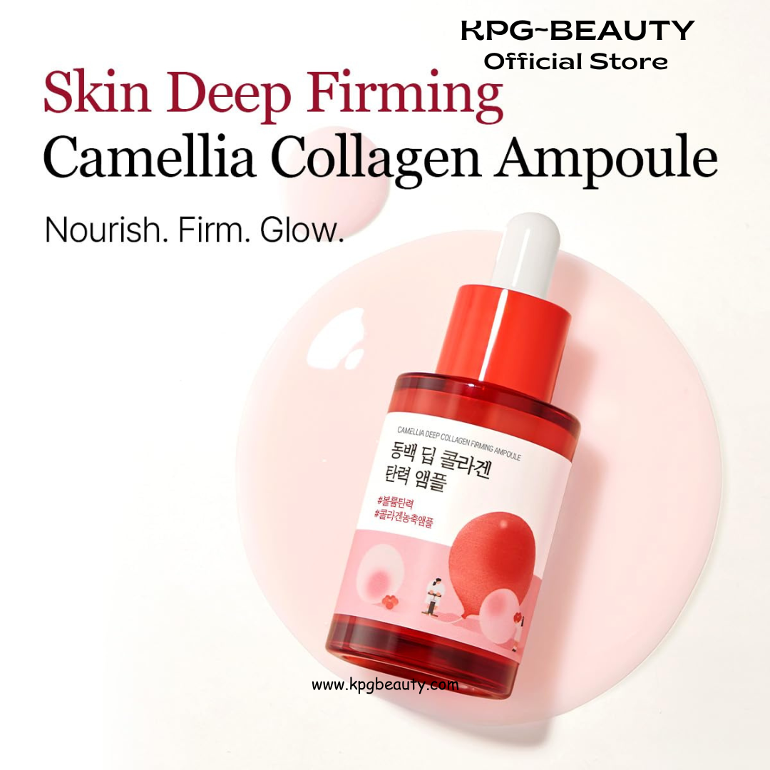 ROUND LAB Camellia Deep Collagen Firming Ampoule 1.01 Fl Oz, Hydrating and Elasticity-Enhancing Facial Serum with Multi Collagen for Smooth Fine Line and Firm Skin, Pore Tightening, Korean Skincare Round Lab