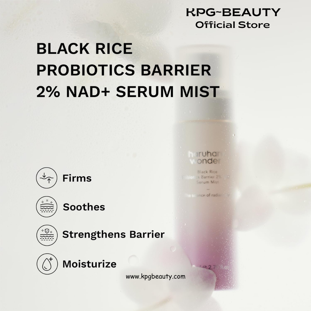 haruharu Wonder Black Rice Probiotics 2% NAD+ Serum Mist, Ultra-Fine Mist, Hydrating & Plumping, Barrier Support, Sensitive Skin, Ceramide, Korean Skincare, Vegan, 80ml HARUHARU WONDER