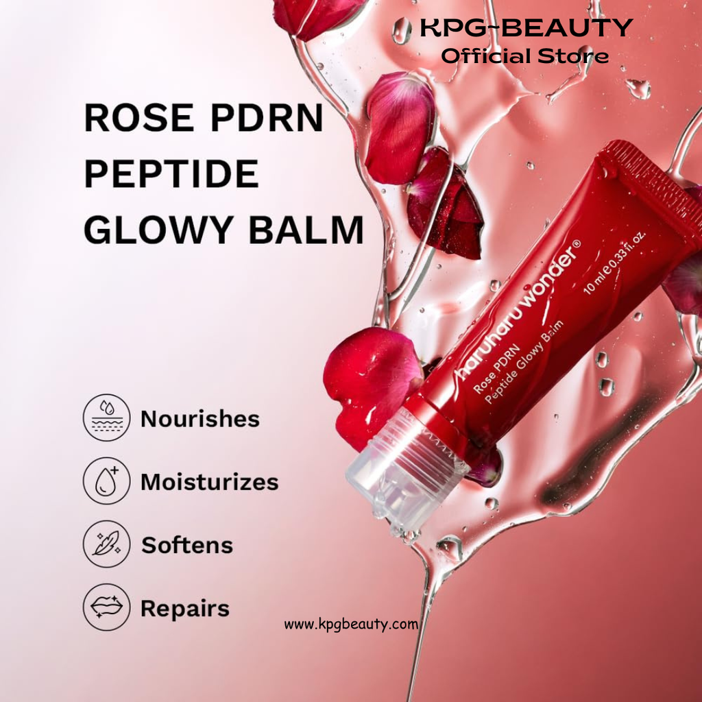haruharu wonder Rose PDRN Peptide Glowy Balm, Instant Moisture, Repairs Dry Cracked Lips, 24HR Moisture, No Waxy Finish, Vegan, Silicon Free, Micro Plastic Free, Tint-free, 10ML HARUHARU WONDER