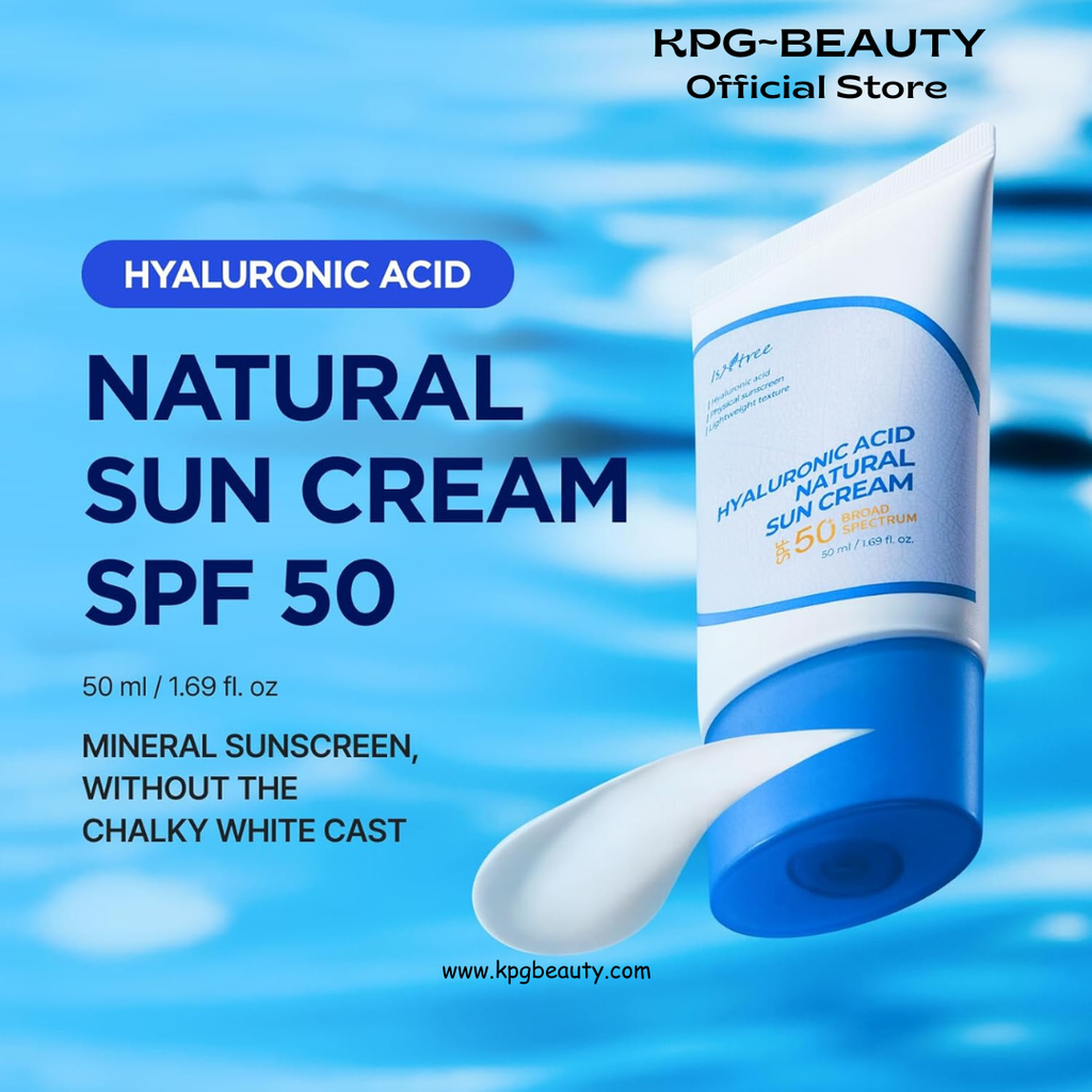 ISNTREE Hyaluronic Acid Natural Suncream SPF 50, Mineral Sunscreen, Gentle Tone-Up Effect, Hydrating Daily Sun Cream, Sensitive Skin Friendly, Korean Skincare, 50ml ISNTREE