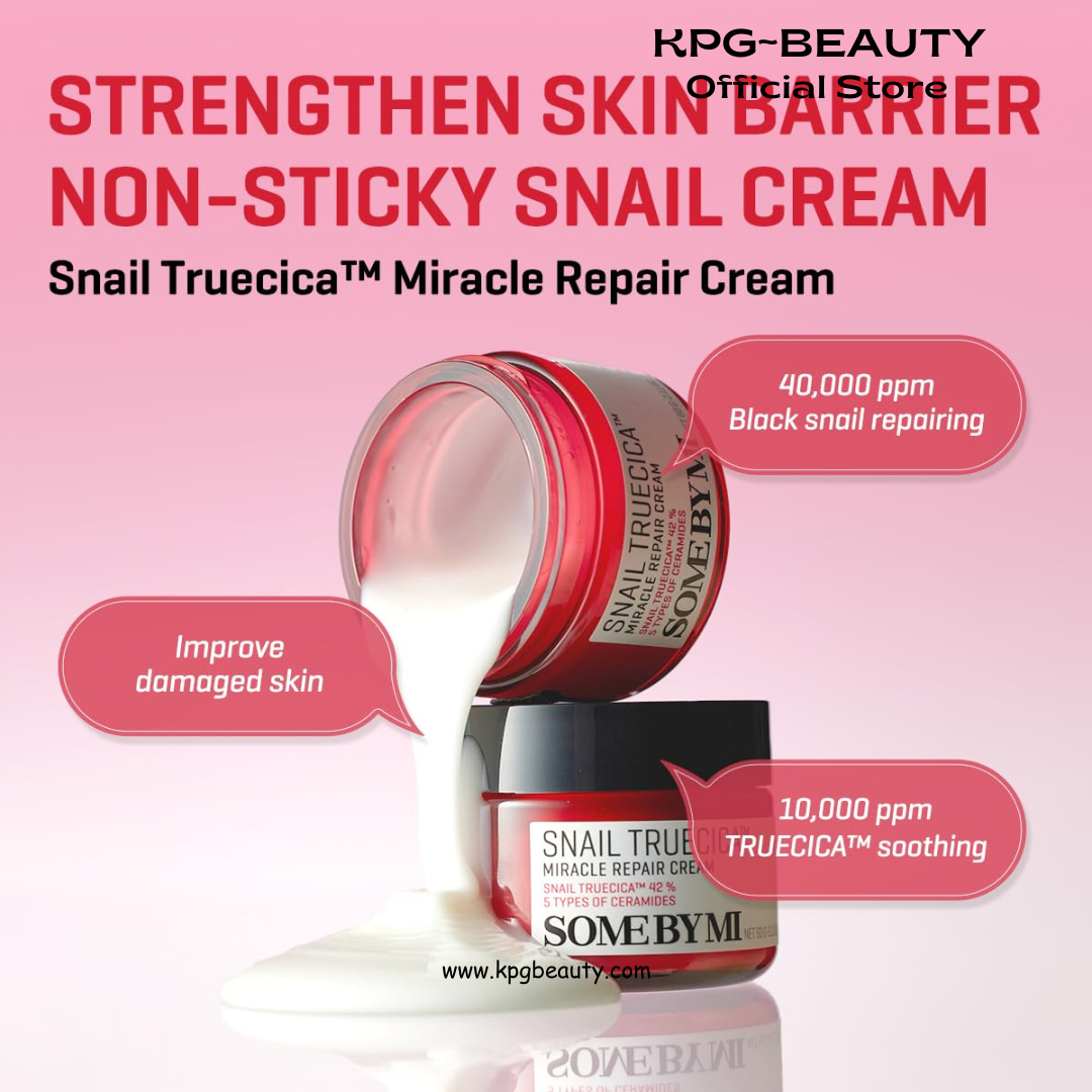 SOME BY MI Snail Truecica Miracle Repair Cream - 2.02Oz, 60ml - Made from Snail Mucin for Sensitive Skin - Daily Repair Face Moisturizer for Acne Marks and Strengthen Skin Barrier - Korean Skin Care Some By MI