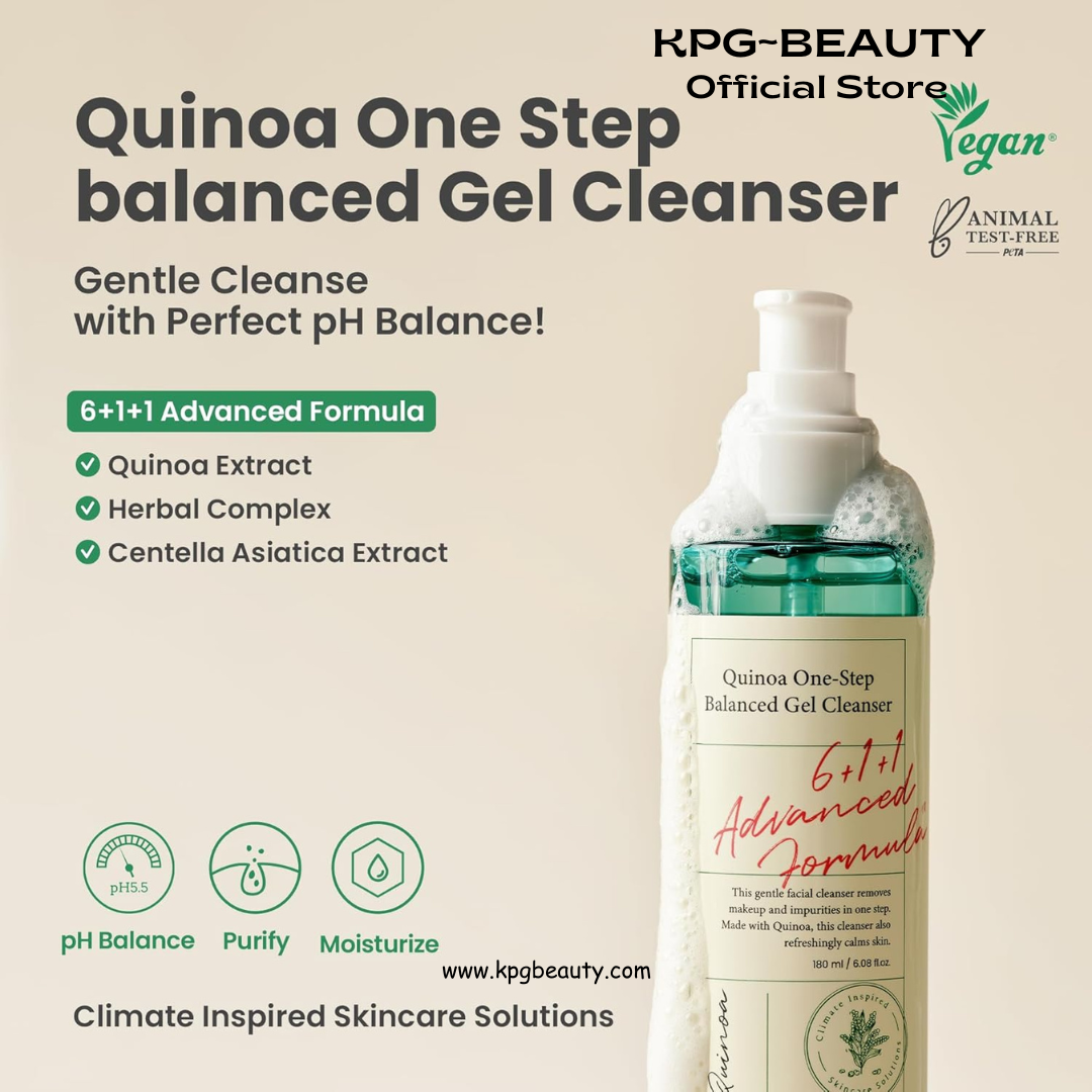 AXIS-Y Quinoa One Step Balanced Gel Cleanser - Deep Hydrating Makeup Remover Facial Cleansing Gel - Vegan Korean Skin Care Face Wash for All Skin Types (6.08 fl. oz.) AXIS-Y