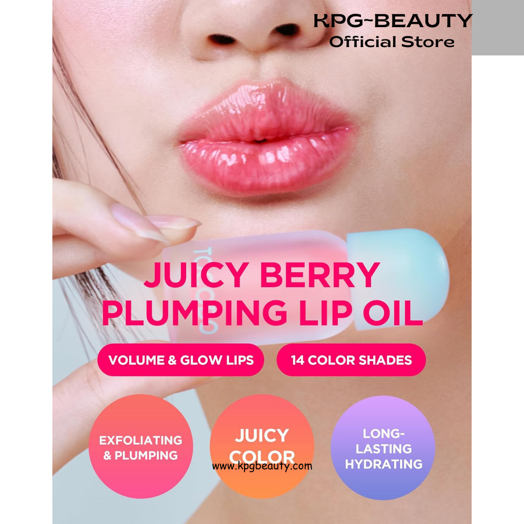 TOCOBO Juicy Berry Plumping Lip Oil 18 Cozy Pink (Muted Rose) – Korean Vegan Tinted Gloss with Volufiline™ | Universal MLBB, Silicone Tip, Non-Sticky, 0.12 fl.oz Tocobo