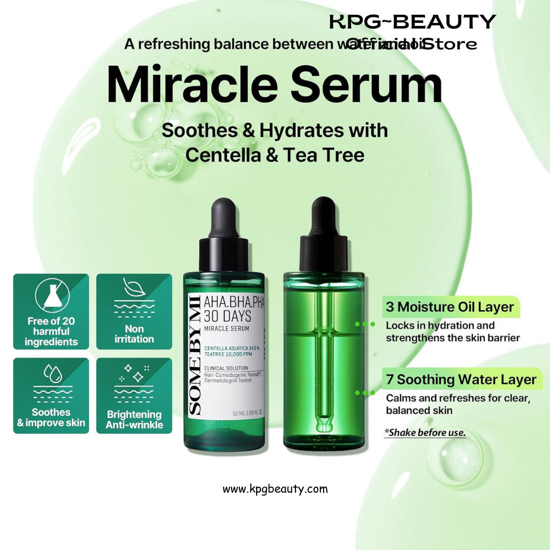SOME BY MI AHA BHA PHA 30 Days Miracle Serum - 1.69oz, 50ml - Daily Centella Ampoule Serum with Niacinamide for Soothing, Calming and Clear Skin - Pore, Sebum and Blackhead Care - Korean Skin Care KSecret