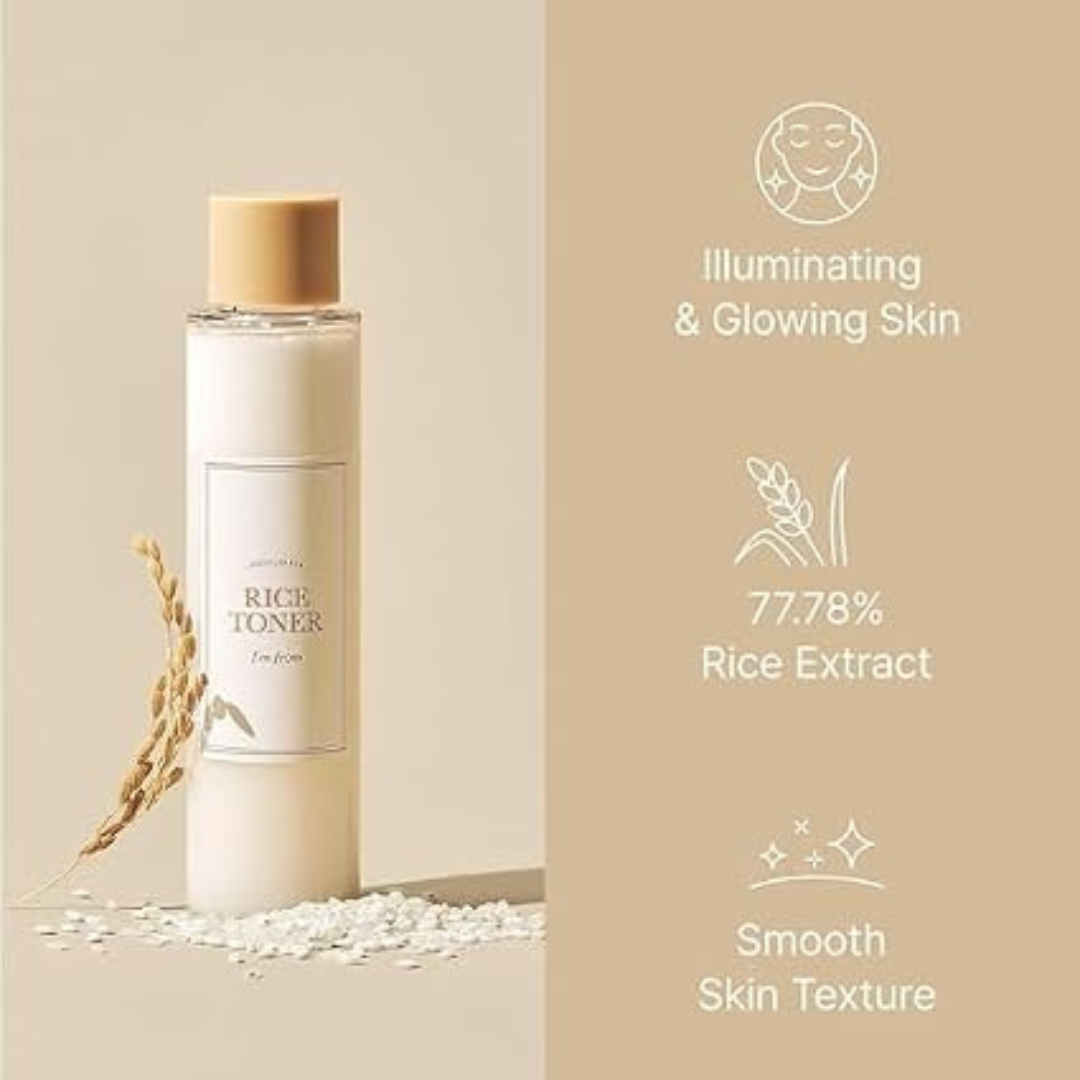 I'm From Rice Toner, Korea Glow Milky Rice Toner, Glass&Dewy, Hydration, Calming, All Skin Types, Korean Skin Care 150ML IAM FROM