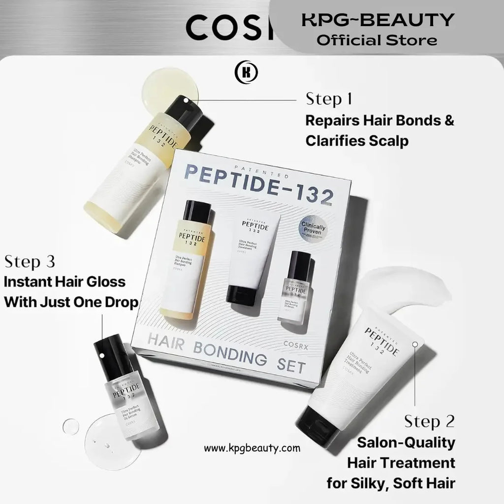 COSRX PEPTIDE 132 Hair Care Set - Bonding Shampoo, Treatment & Oil Serum, Bond Repair Treatment Hair Gift Set for Damaged, Dry Hair, Daily Scalp Treatment for Dandruff, Dry, Itchy or Flaky Scalp KPG BEAUTY COSRX