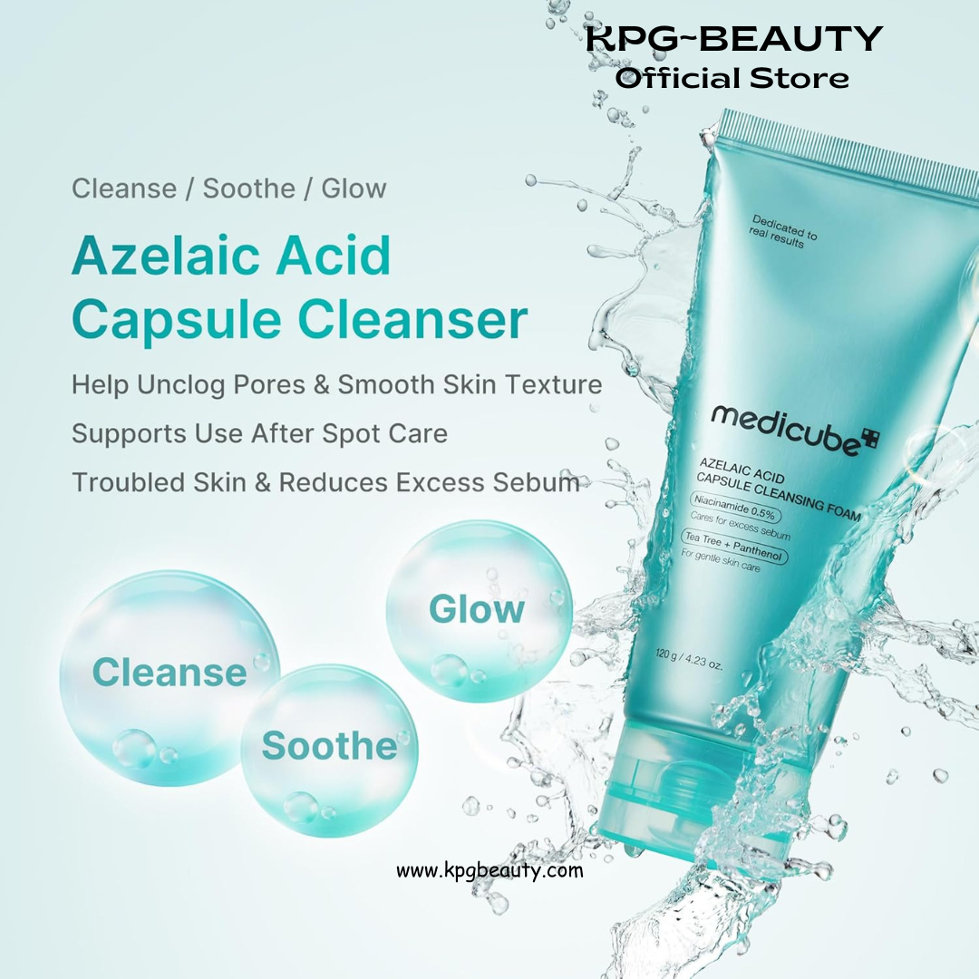 medicube Facial Cleanser Azelaic Acid Capsule Foam Cleanser | Soothing Daily Cleansing Foam For Troubled Skin & Excess Sebum Control | Uneven Skin with Niacinamide, Glycerin | Korean Skincare, 4.23 oz Medicube