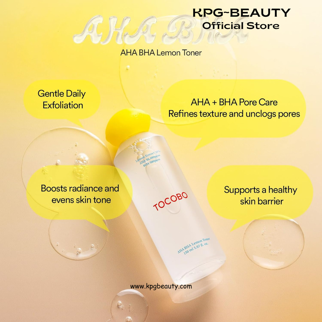 TOCOBO Korean Skincare AHA BHA Lemon Toner 150ml Tocobo