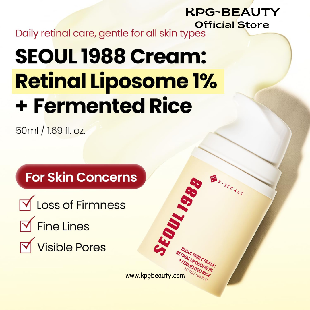 K-SECRET SEOUL 1988 Retinal Cream – Formulated with Advanced Retinal Liposome 1% and Fermented Rice Extract | Daily Fine Lines and Skin Texture Care | Korean Skincare, 50ml KSecret