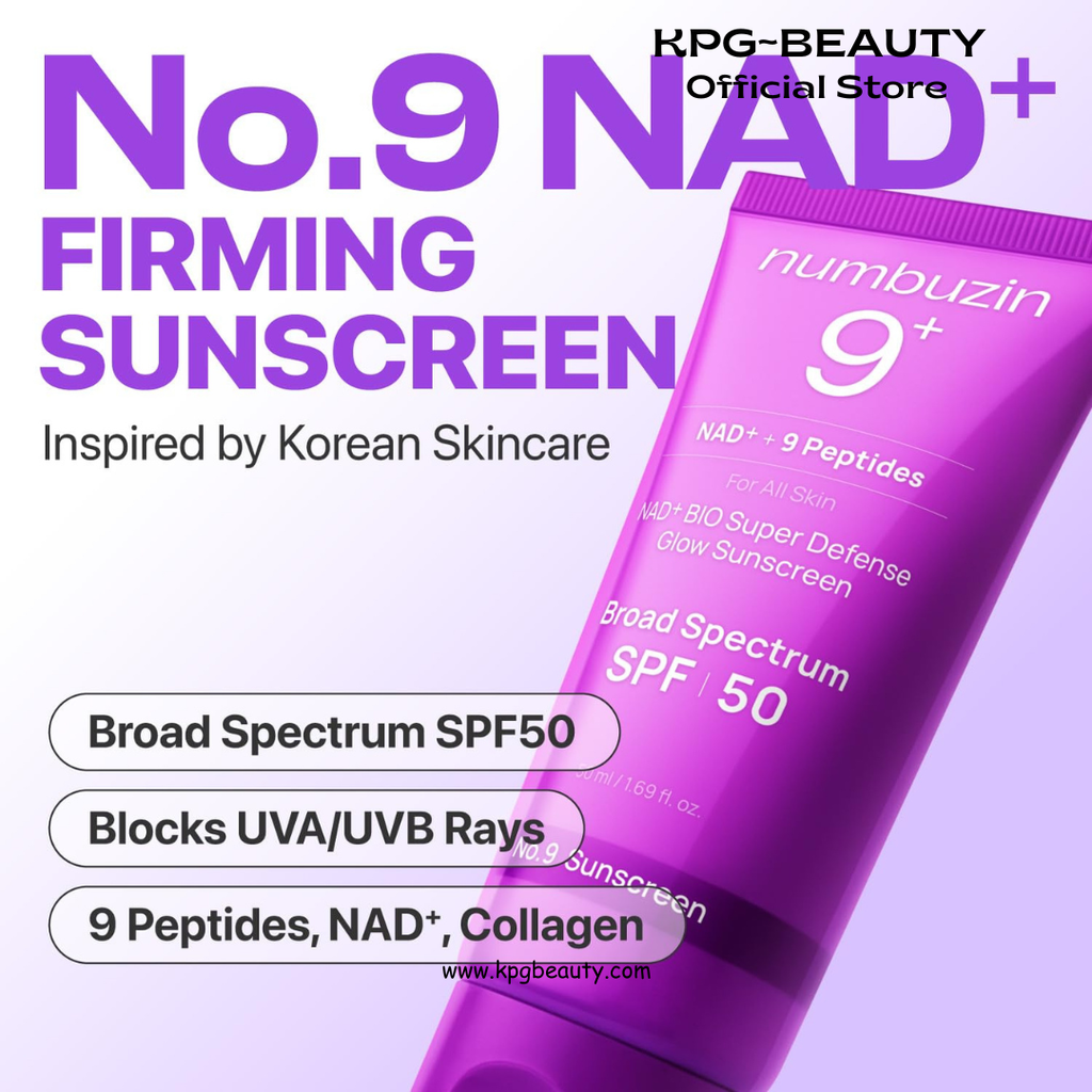 numbuzin No.9 Sunscreen | Super Defense Glow Sunscreen | Broad Spectrum SPF 50 | For All Skin Types & Skin Tones | Glowing, Dewy Finish, Water-Resistant | No White Cast, Korean Skincare | 1.69 fl. oz. Numbuzin