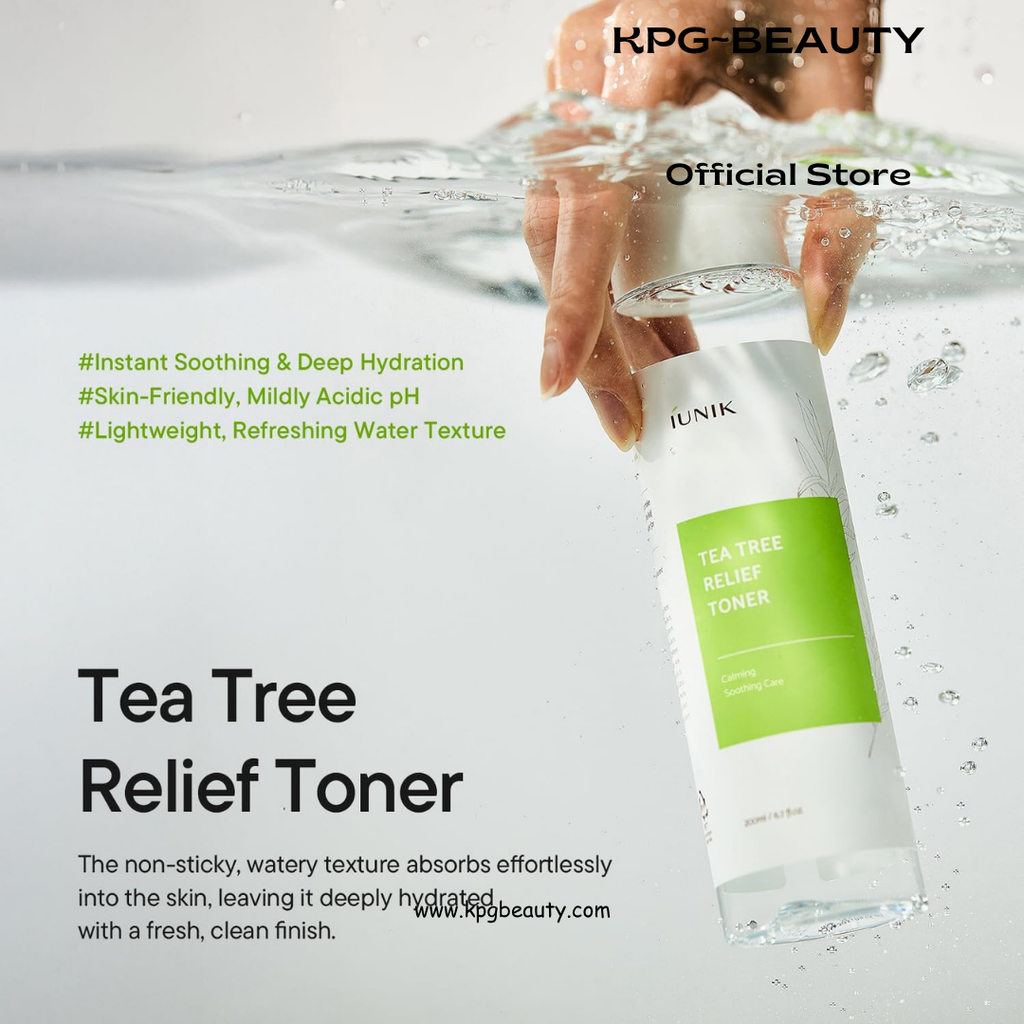 IUNIK Tea Tree Relief Toner – Tea Tree & Centella Asiatica Soothing Vegan Toner for Acne-Prone & Irritated Skin, Korean Skincare, 200ml IUNIK