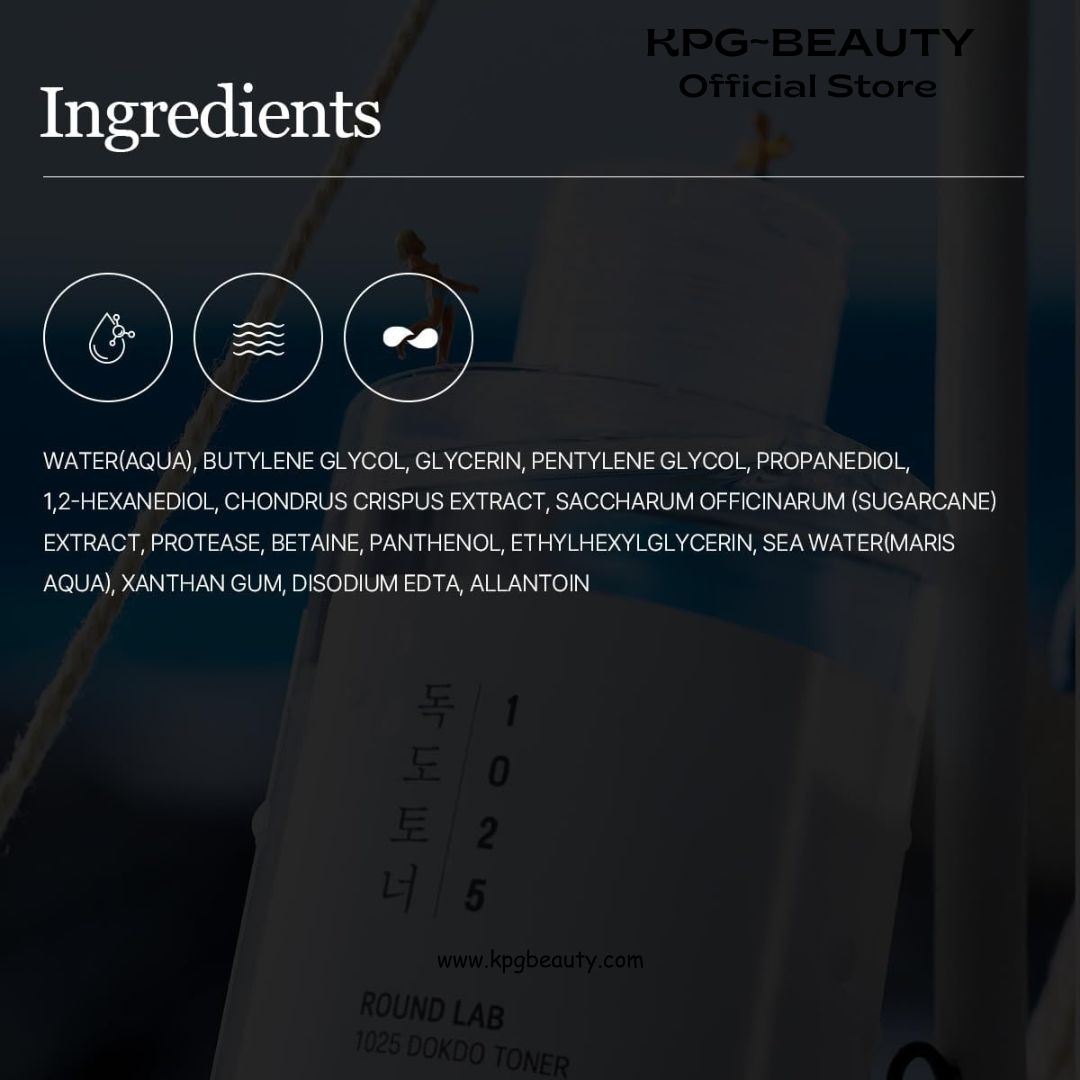 ROUND LAB 1025 Dokdo Toner 6.76 Fl Oz, Oil Control and Reduces Excess Sebum, Gentle Exfoliating Facial Toner, Deep Sea Water for Moisturization, Soft Finish Without Stickiness, Korean Skin Care Round Lab