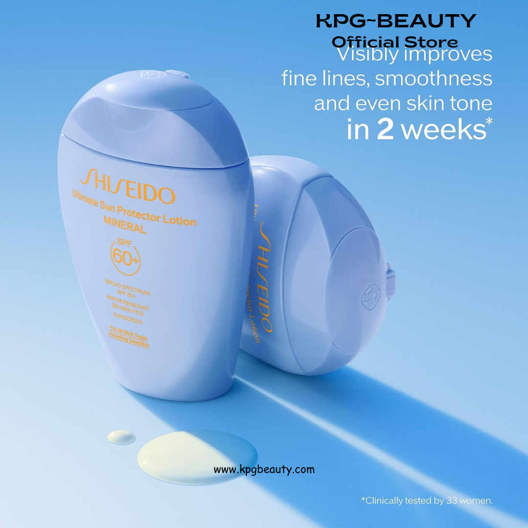 Shiseido Ultimate Sun Protector Lotion Mineral SPF 60+ - Sheer, Broad-Spectrum Sunscreen for Face & Body - Visibly Improves Fine Lines, Smoothness & Skin Tone - Fragrance Free, All Skin Types Shiseido