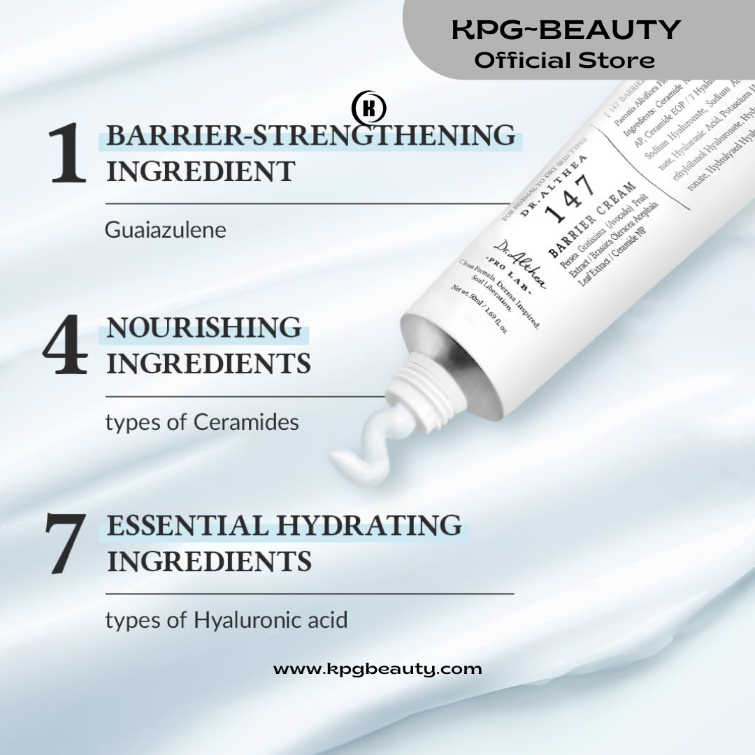 Dr.Althea 147 Barrier Cream | Daily Skin Barrier Care | Deep Hydrating with Hyaluronic Acid & Ceramides | Korean Vegan Skincare for All Skin Types