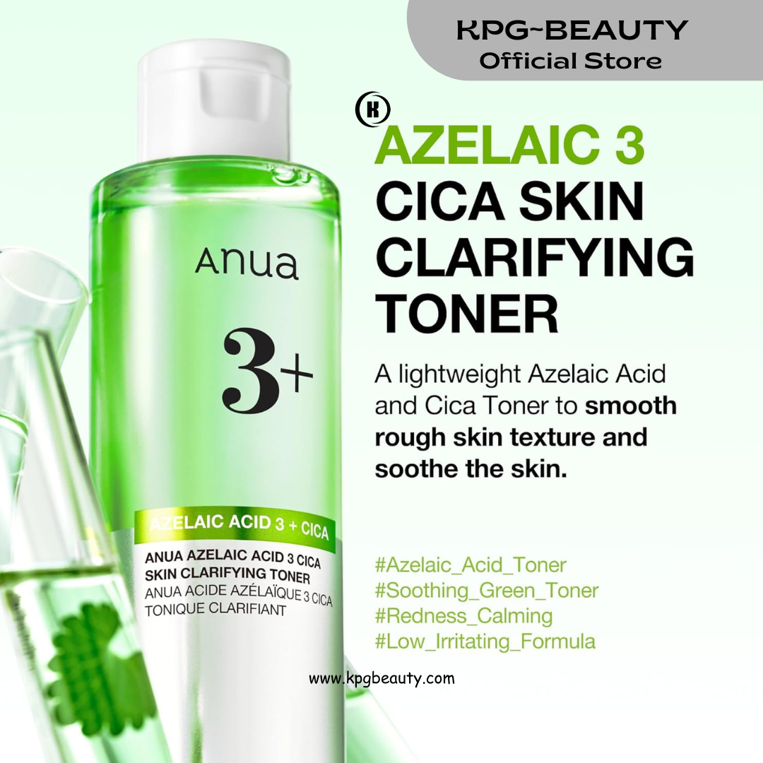 Anua Azelaic Acid 3 CICA Skin Claryfing Toner, Soothing & Clear Care, with Salicylic Acid & Azelaic Acid, Sebum & Spot Care, Suitable for Sensitive Skin, Korean Skin Care (250ml  KPG BEAUTY