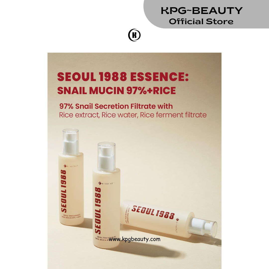 K-SECRET SEOUL 1988 Snail Mucin 97% Essence – Concentrated Yet Lightweight Formula Infused with 97% Snail Mucin | Soothing & Fast-Absorption Facial Serum | Korean Skincare, 100ml KSecret