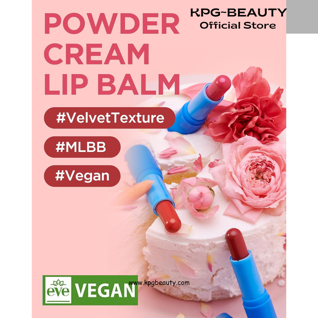 TOCOBO Powder Cream Lip Balm – Vegan Korean Soft Matte Lipstick Balm for Velvet Finish - Moisturizing & Blurring Effect – Lightweight Powdery Texture, Rose Burn, 0.12oz. Tocobo