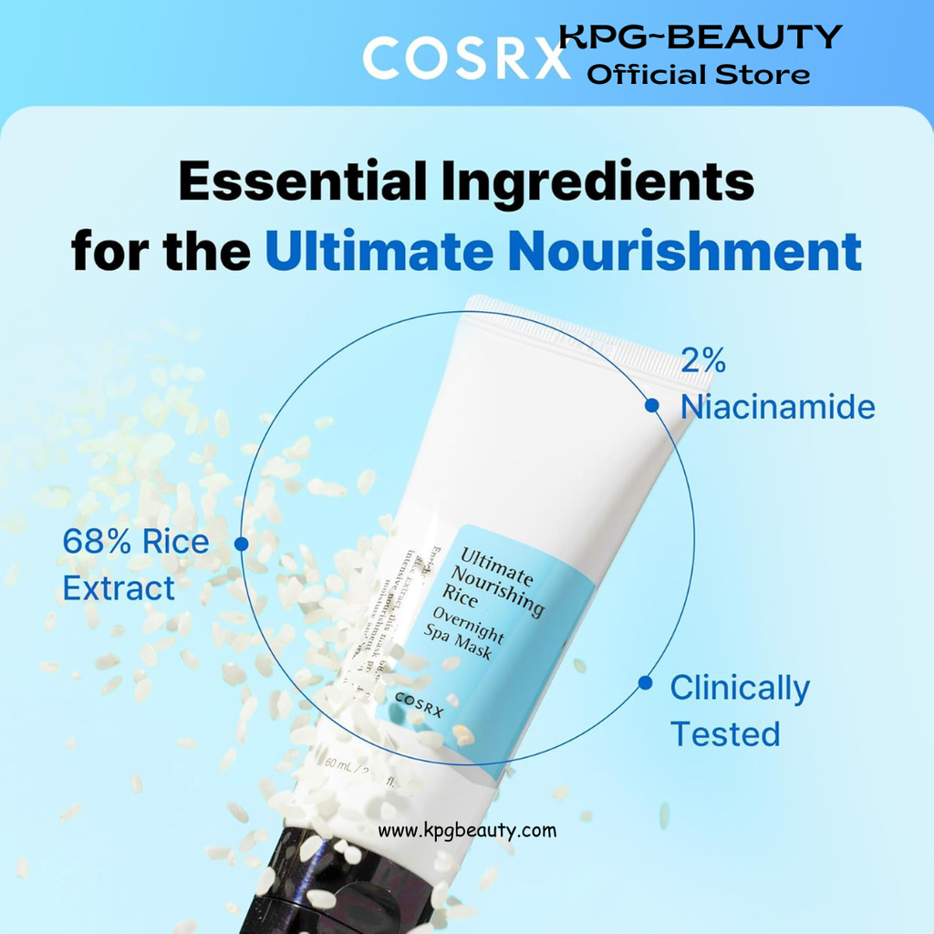 COSRX Ultimate Nourishing Rice Overnight Spa Mask, 60ml / 2.02 fl.oz | Rice Extract 68% and Niacinamide 2%, Korean Skin Care, Animal Testing Free COSRX